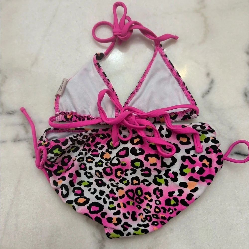 Kanu Surf Girls' Splash Bikini Swimsuit Pink Leopard